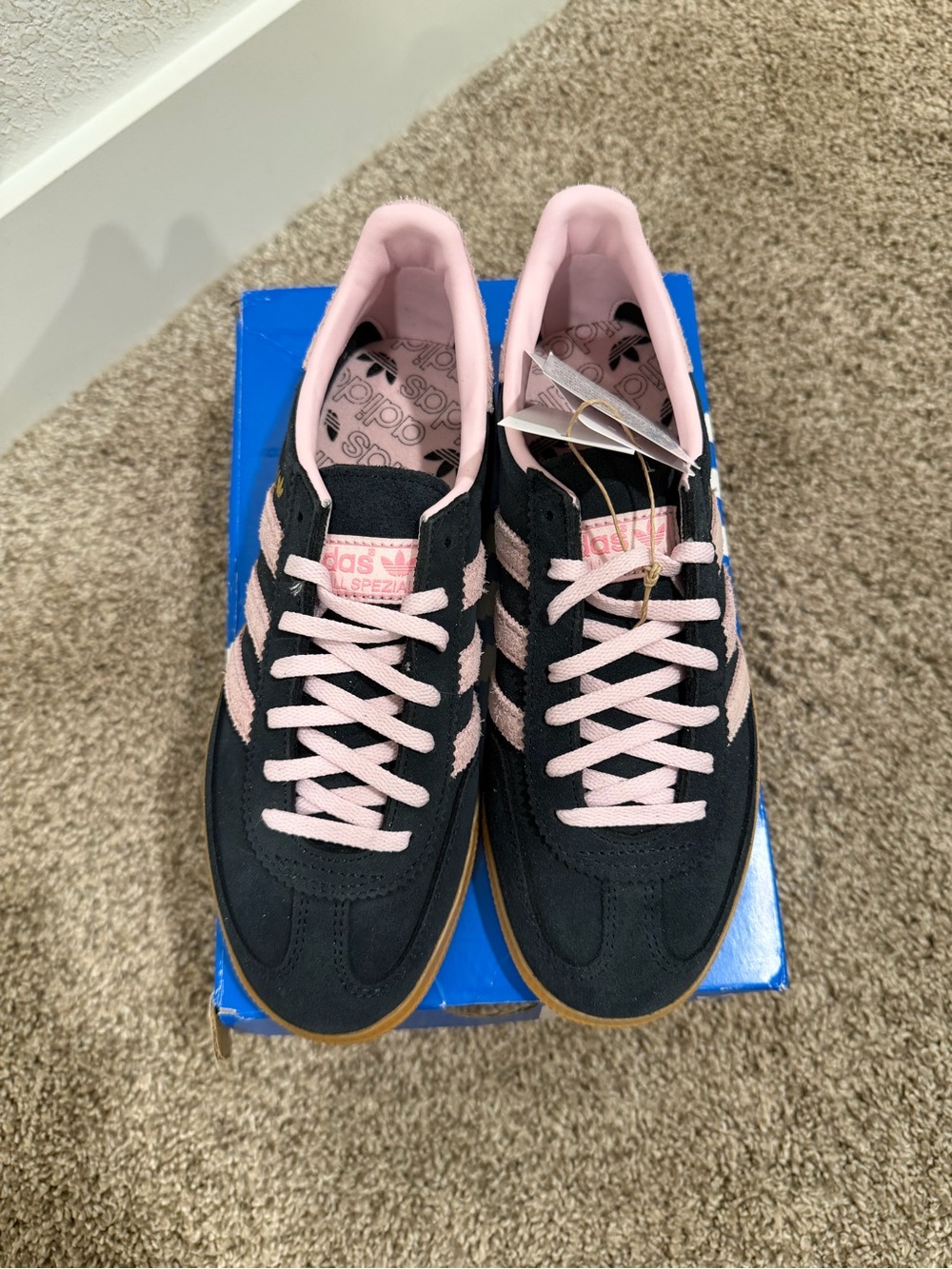 adidas Handball Spezial Sneakers in Black & Pink with Gum Sole - Picture 5 of 9